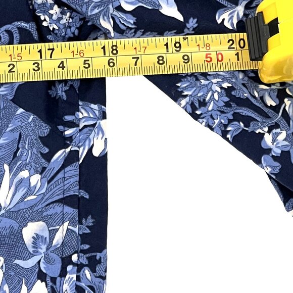 Talbots Womens Sm Petite Floral Button-Up Shirt Contrast Collar Navy Periwinkle - Picture 12 of 12